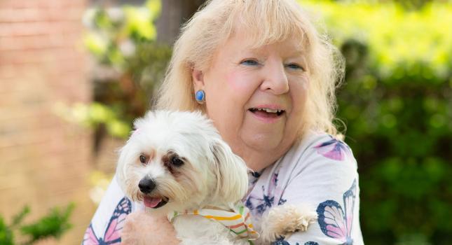 Woman with pet dog